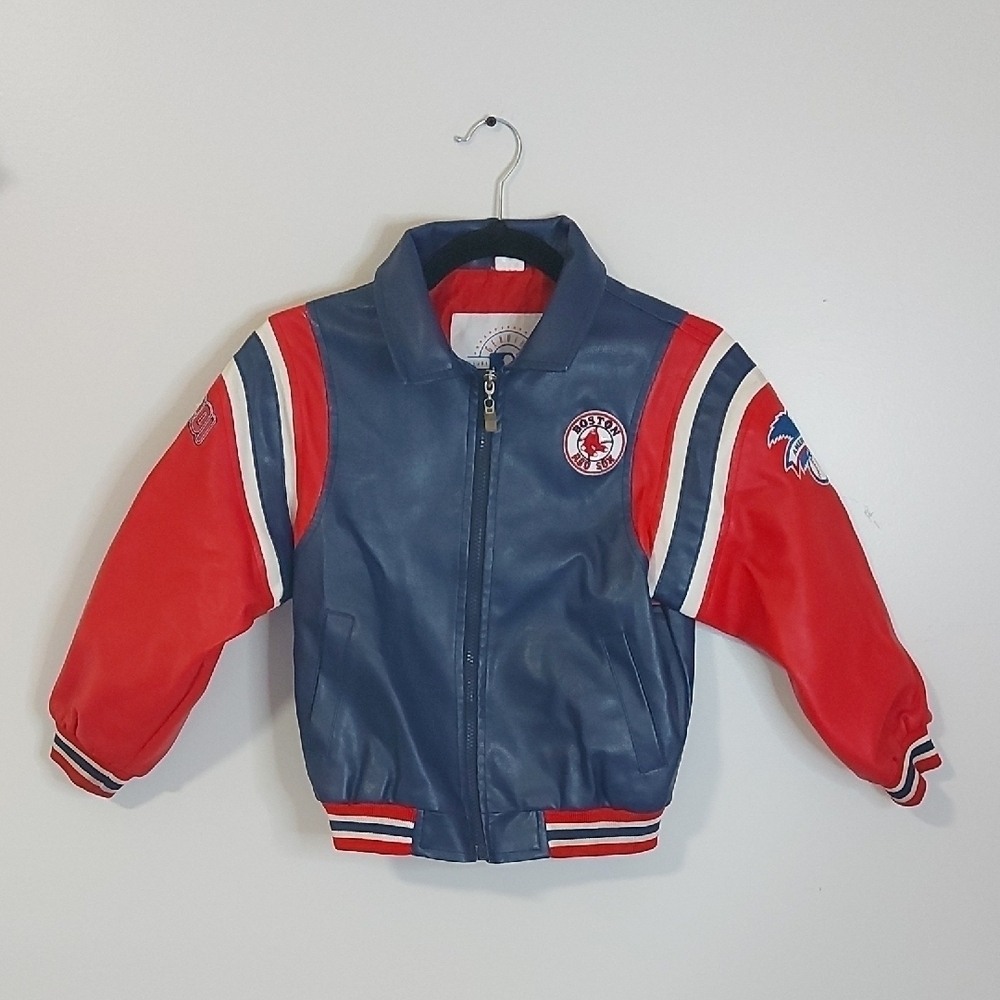 Kids Boston Red Sox Varsity Leather Jacket Size 7